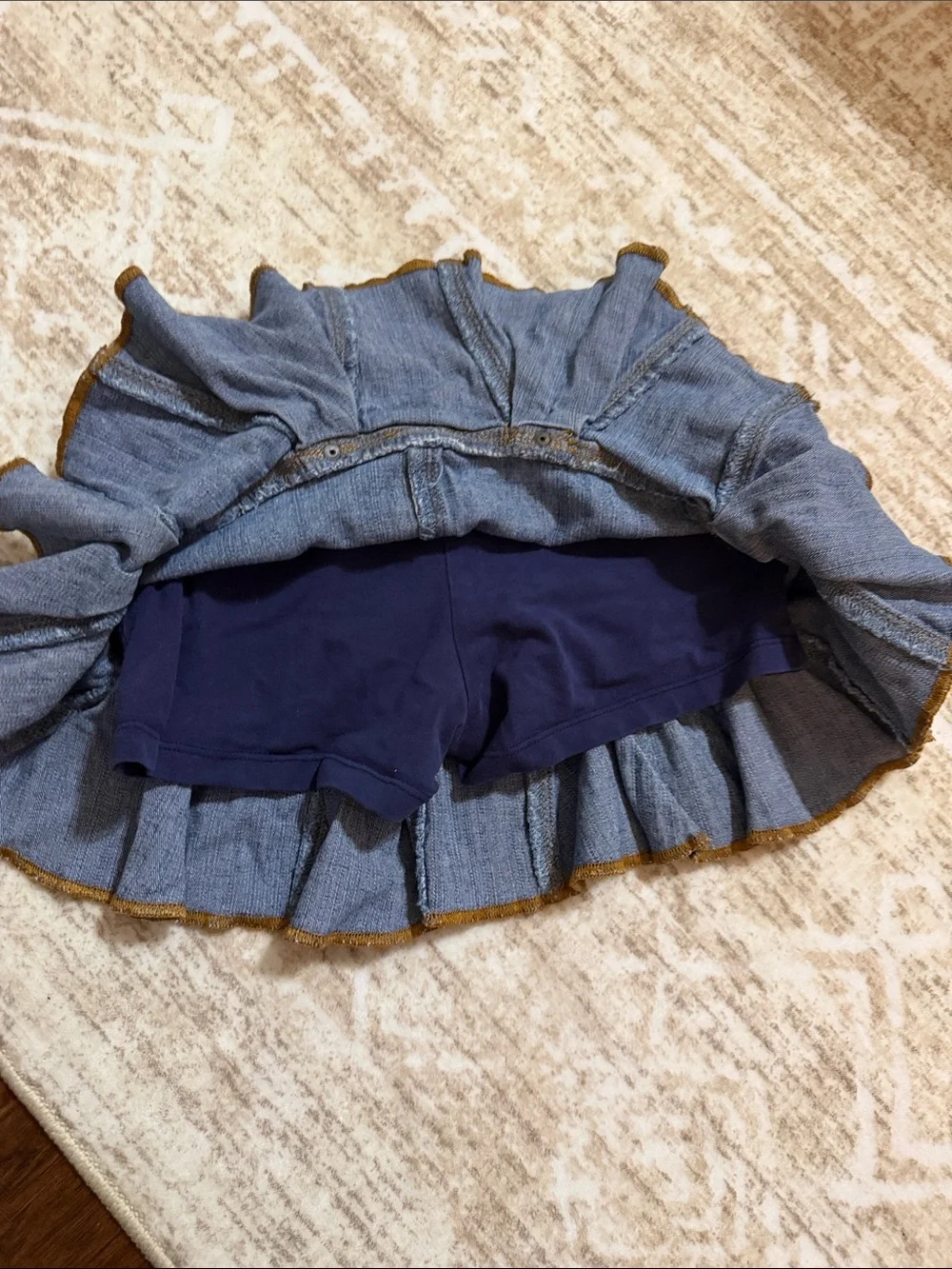 Denim Ruffle Mini Skort - Blue